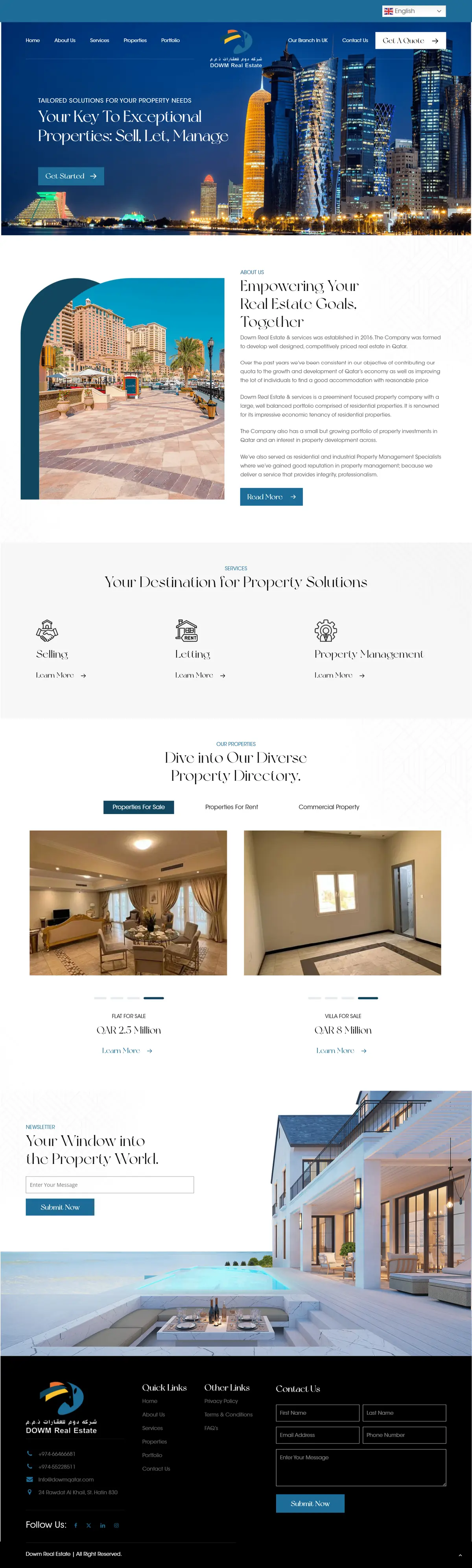 DOWM Real Estate complete website design and development preview