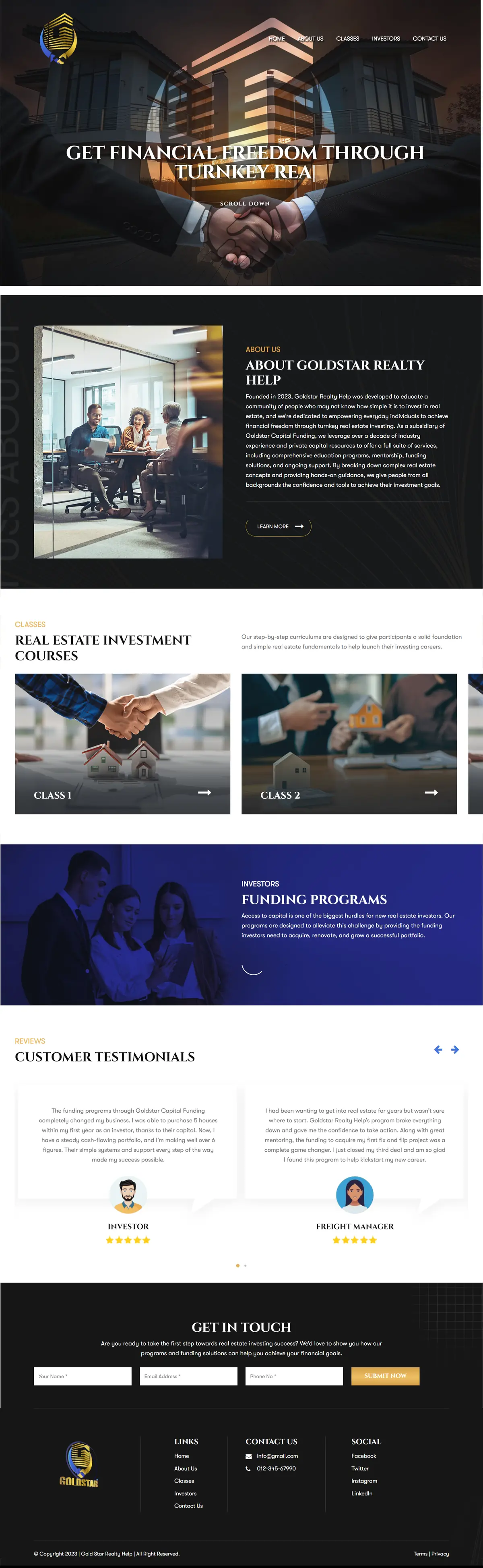 Goldstar Realty Help complete website design and development preview