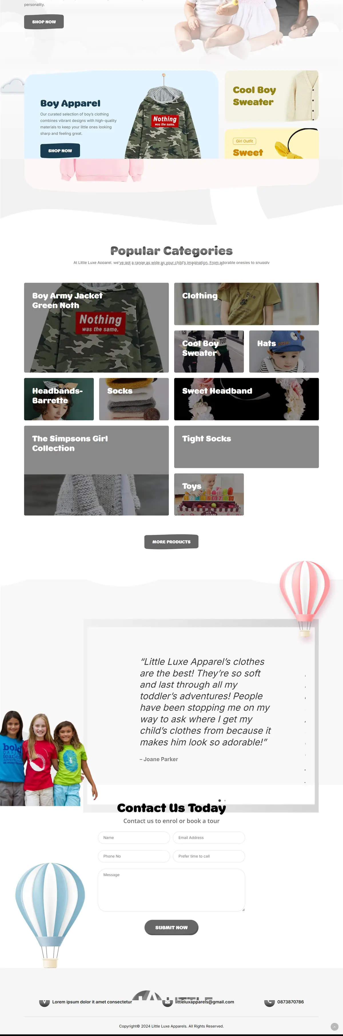 Little Luxe Apparels complete website design and development preview
