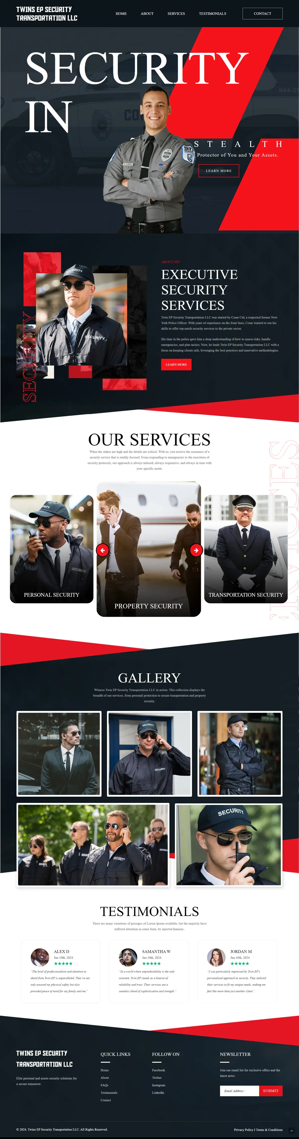 Twins EP Security & Transportation complete website design and development preview