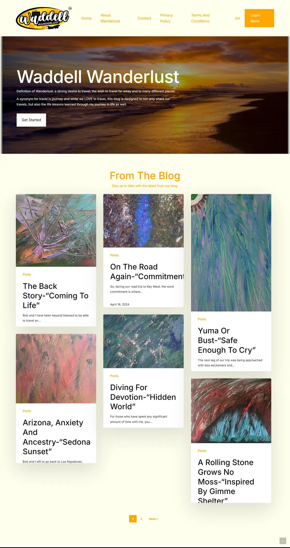 Waddell Wanderlust complete website design and development preview